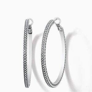 Brighton NWT Meridian large silver plated hoop earrings with crystals JA8391